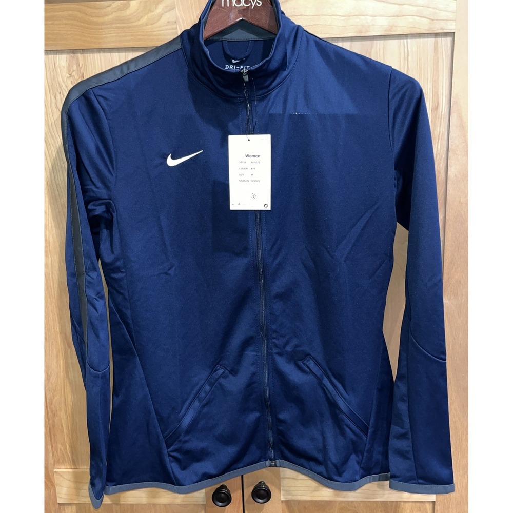 Nike Womens Jacket Adult Medium Blue Navy Epic Full Zip Long Sleeve Sporty NWT - Picture 1 of 5